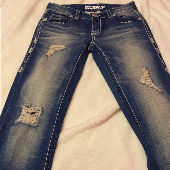 LBJC Denim False Ripped Jeans - Picture 2 of 3